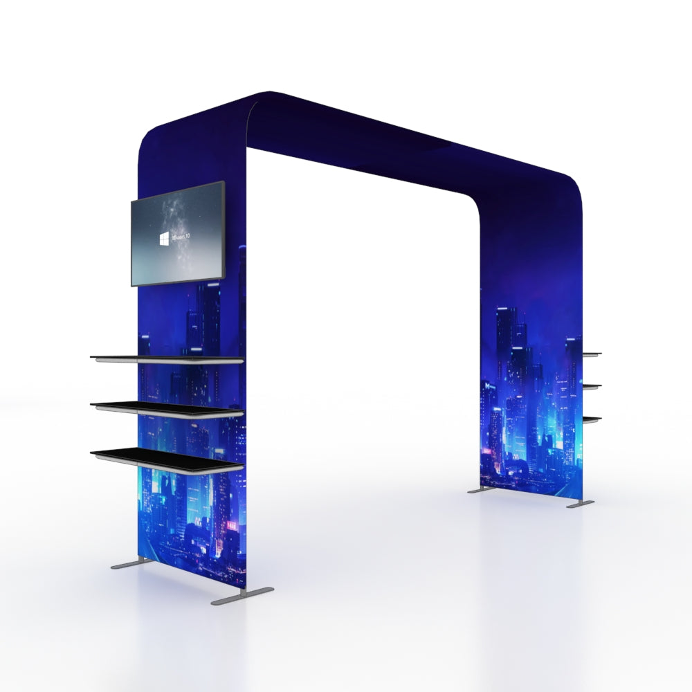 Square Arch Display with Shelf & TV Mount--Exhibition Entrance