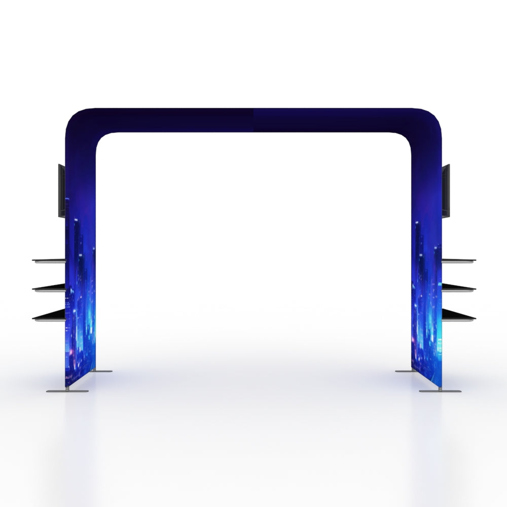 Square Arch Display with Shelf & TV Mount--Exhibition Entrance