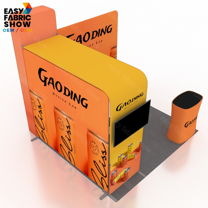 3*3m Aluminum Frame Booth Semi-Enclosed Design with Multi-layer shelf