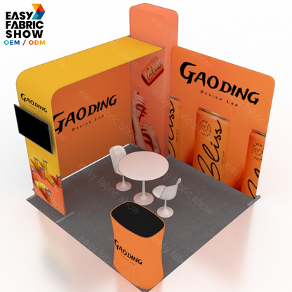 3*3m Aluminum Frame Booth Semi-Enclosed Design with Multi-layer shelf