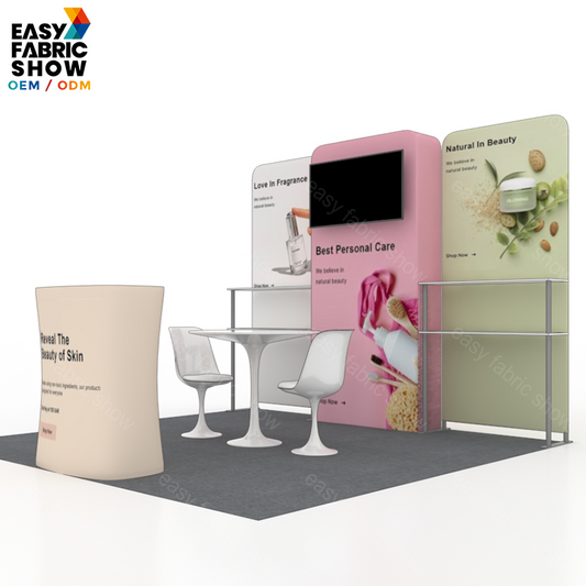 3*3m Aluminum Frame Booth with TV Mount and Adjustable Shelving