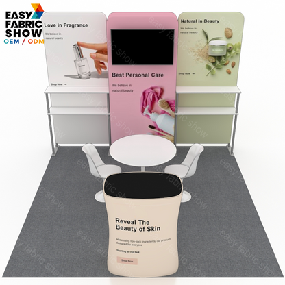 3*3m Aluminum Frame Booth with TV Mount and Adjustable Shelving