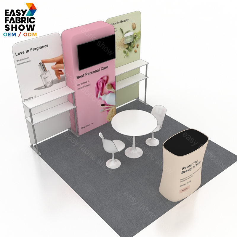 3*3m Aluminum Frame Booth with TV Mount and Adjustable Shelving