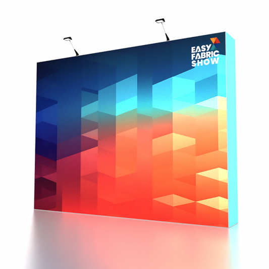 SEG Popup Straight Media Wall with  Clamping Lights