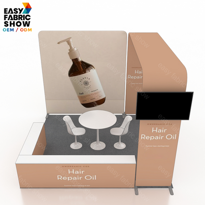 3*3m Aluminum Frame Booth with Arched TV Mount &L-Shaped Showcase