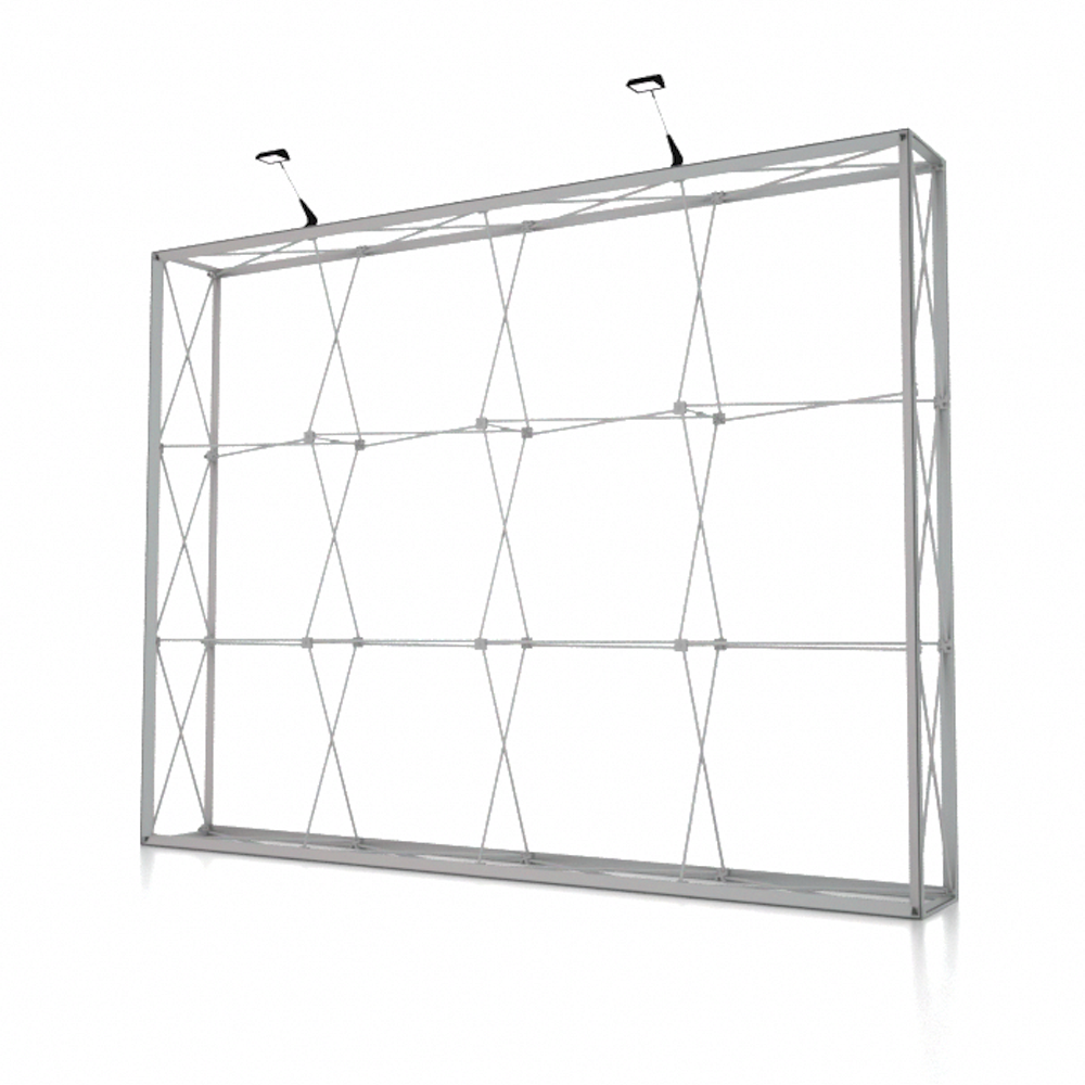 SEG Popup Straight Media Wall with  Clamping Lights