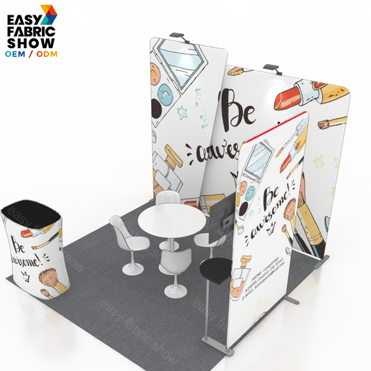 3*3m Aluminum Frame Booth with spotlights and a TV mount