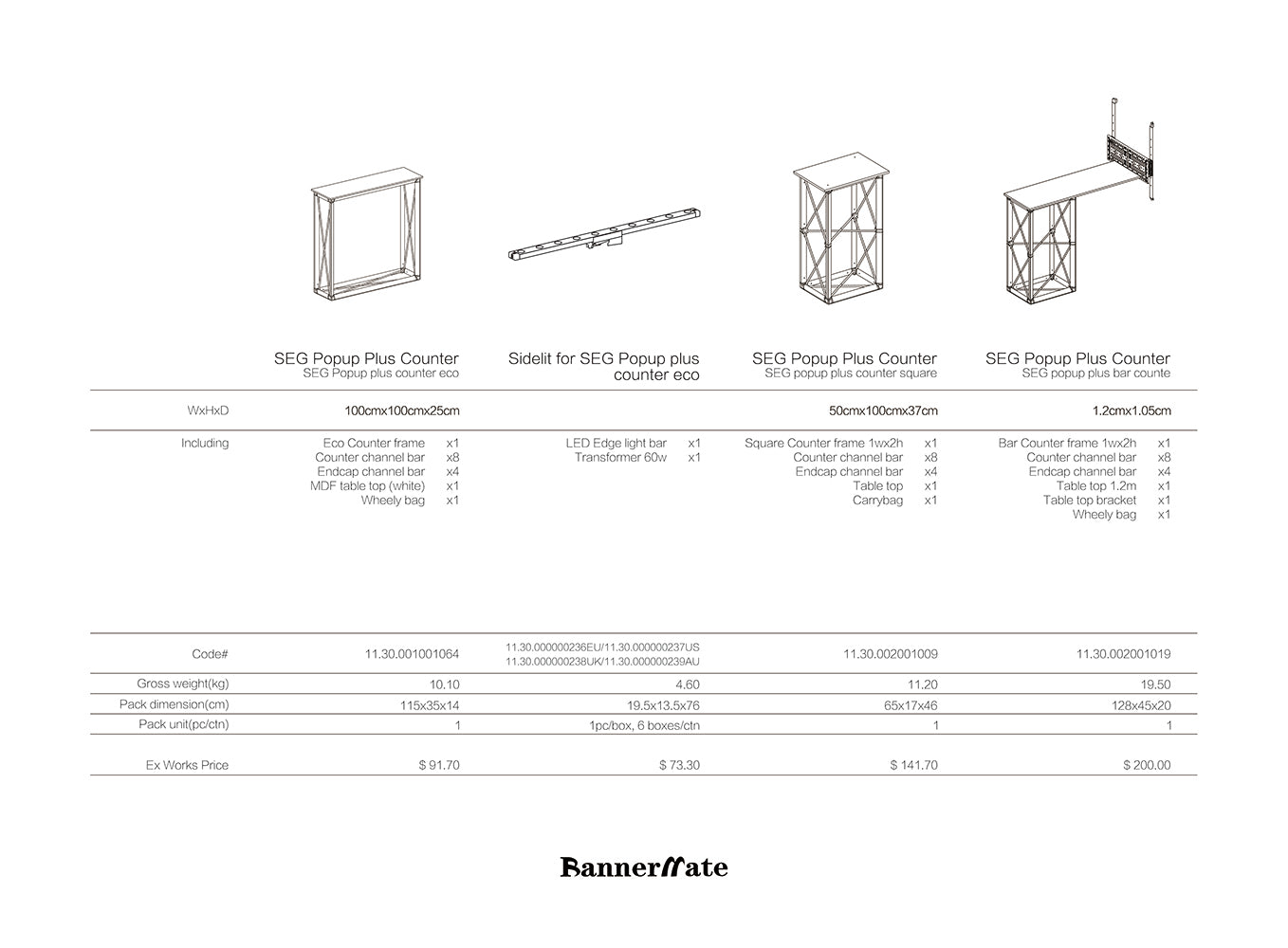 Table Pop Up Fabric Display Counter