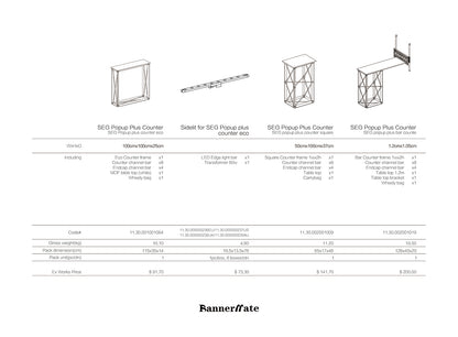 Table Pop Up Fabric Display Counter
