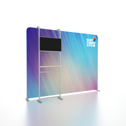 Portable Exhibit TV Display Stand At Straight Background