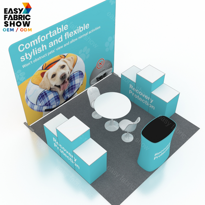 3*3m Aluminum Frame Booth with sturdy product display cabinets