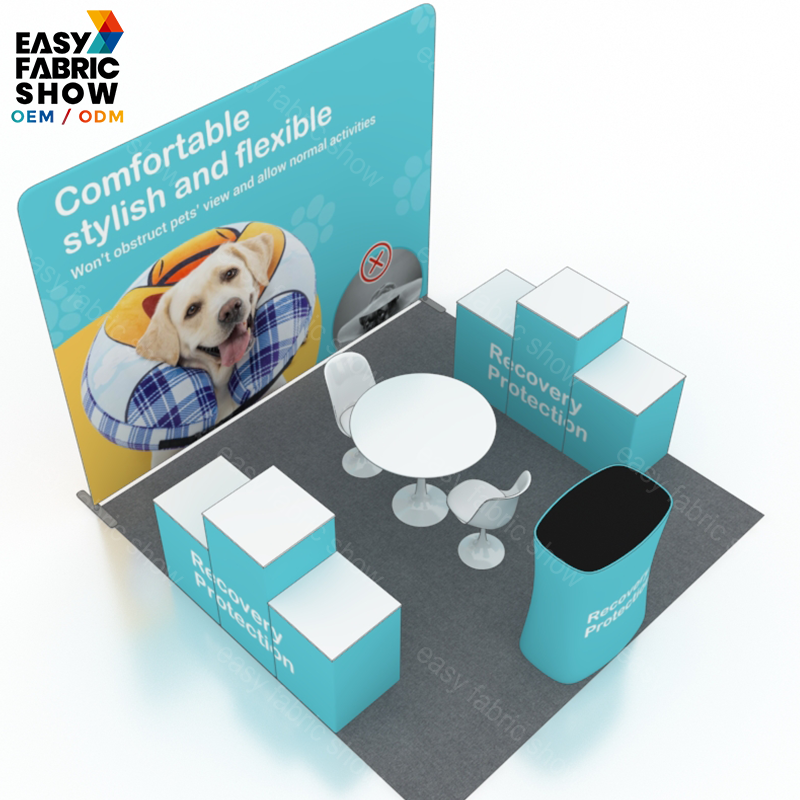 3*3m Aluminum Frame Booth with sturdy product display cabinets