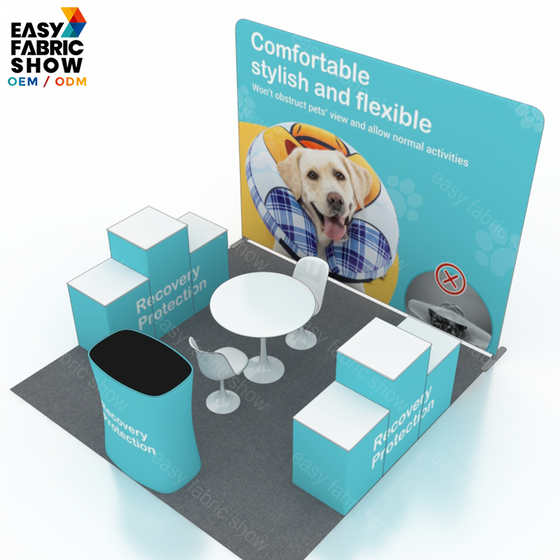 3*3m Aluminum Frame Booth with sturdy product display cabinets