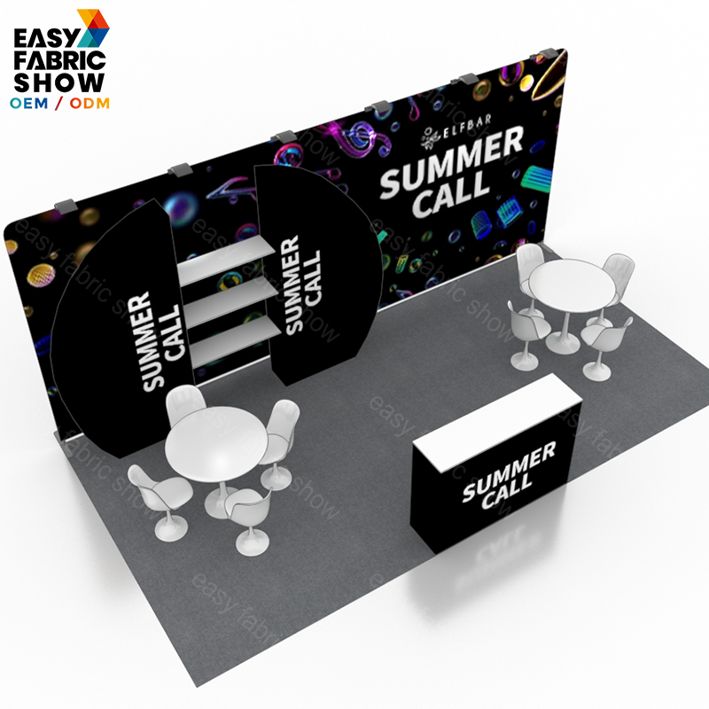 3*6m Aluminum Frame Booth With Multi-layer shelf NO.7 - Easy Fabric Display
