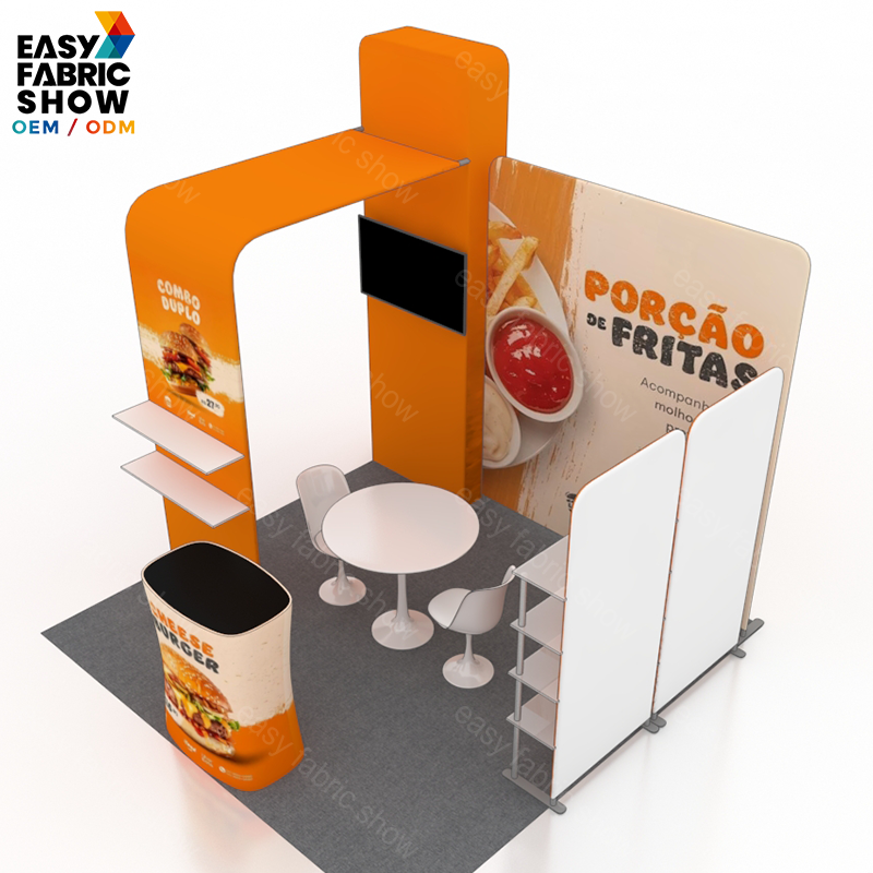 3*3m Aluminum Frame Booth Semi-Enclosed Design with Multi-layer shelf