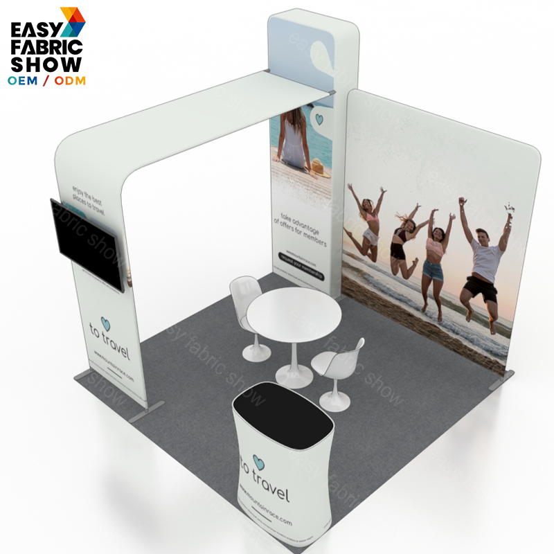 3*3m Aluminum Frame Booth with TV Mount, Pillar Stand