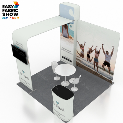 3*3m Aluminum Frame Booth with TV Mount, Pillar Stand