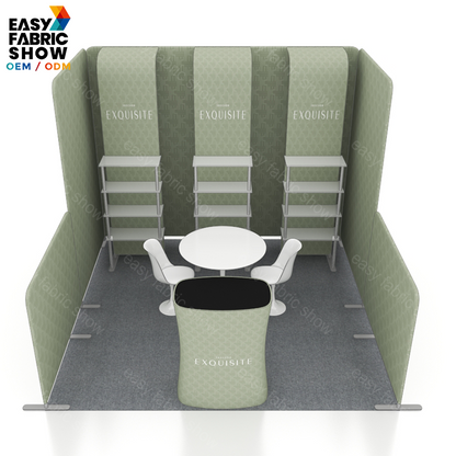 3*3m Aluminum Frame Booth with Multi-layer shelf NO.6 - Easy Fabric Display