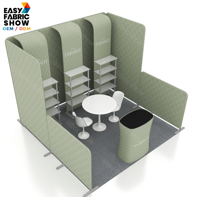 3*3m Aluminum Frame Booth with Multi-layer shelf NO.6 - Easy Fabric Display
