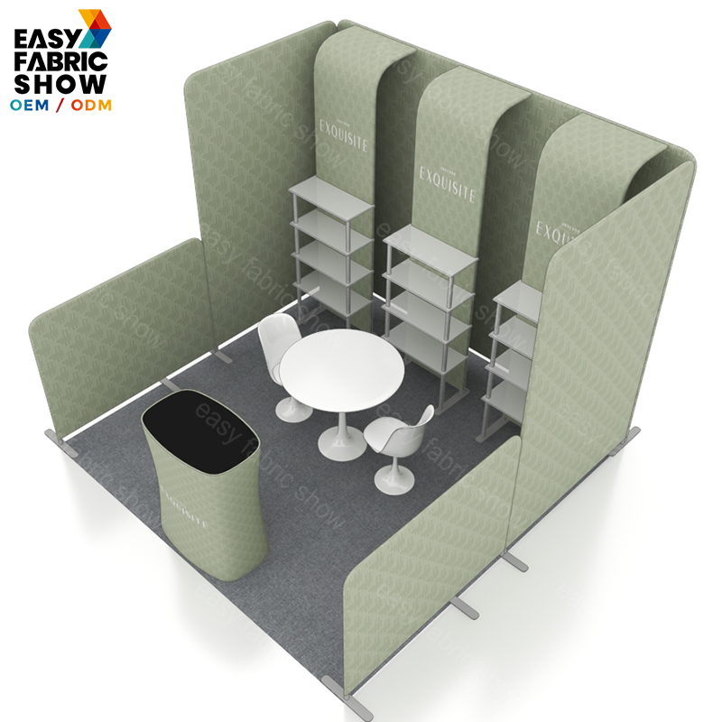 3*3m Aluminum Frame Booth with Multi-layer shelf NO.6 - Easy Fabric Display