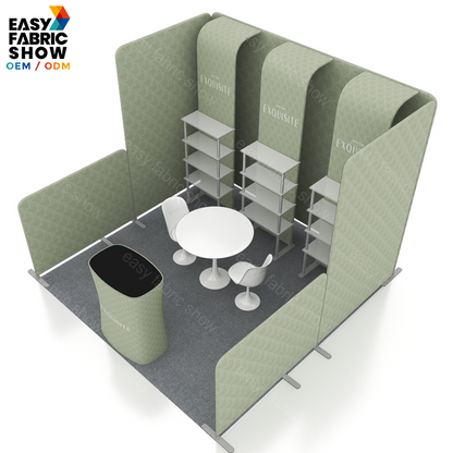 3*3m Aluminum Frame Booth with Multi-layer shelf NO.6 - Easy Fabric Display