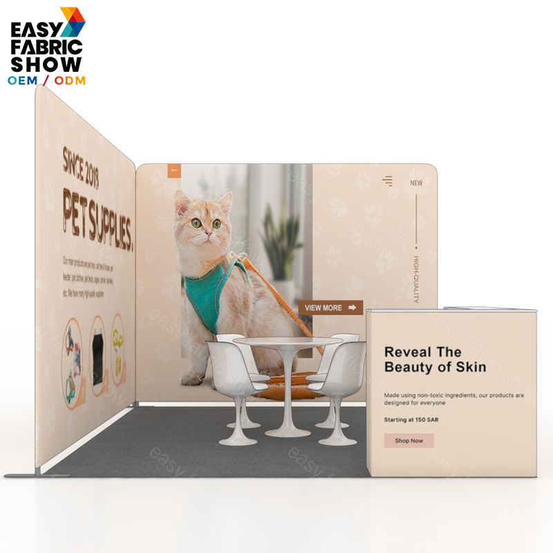 3*3m Aluminum Frame Booth with L-Shaped Showcase