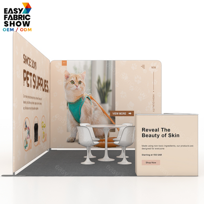 3*3m Aluminum Frame Booth with L-Shaped Showcase