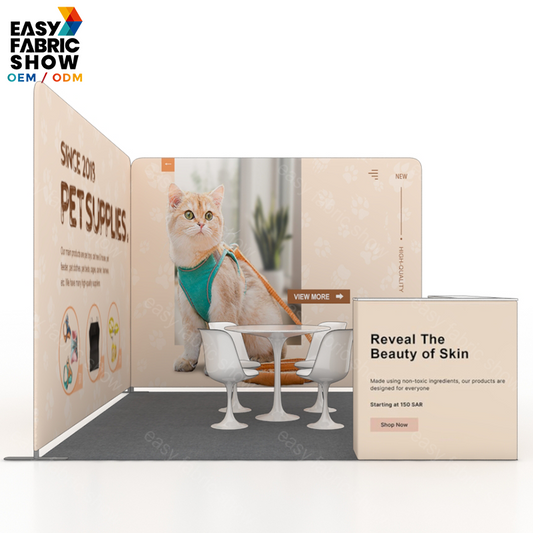 3*3m Aluminum Frame Booth with L-Shaped Showcase