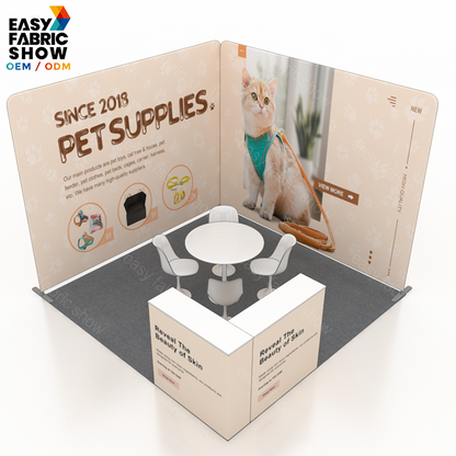 3*3m Aluminum Frame Booth with L-Shaped Showcase