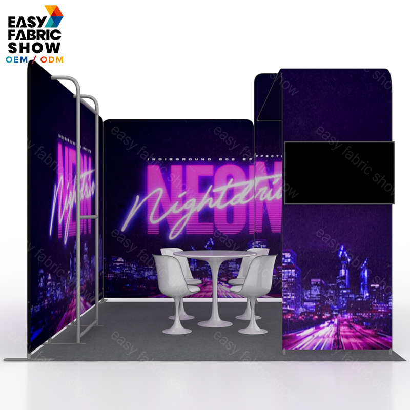 3*3m Aluminum Frame Booth with Integrated Arched TV Mount and Garment Rail