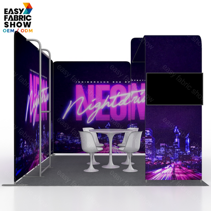 3*3m Aluminum Frame Booth with Integrated Arched TV Mount and Garment Rail