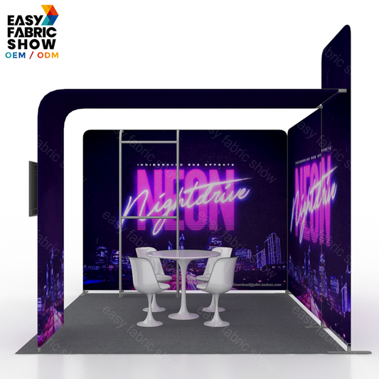 3*3m Aluminum Frame Booth with Integrated Arched TV Mount and Garment Rail