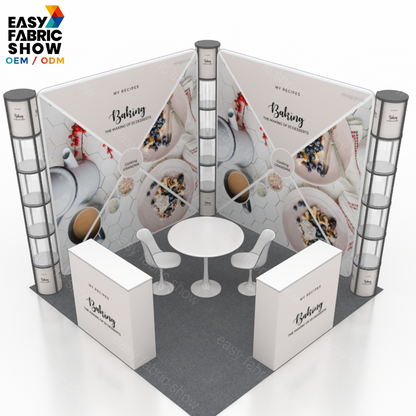 3*3m Aluminum Frame Booth with Clear Vertical Shelving