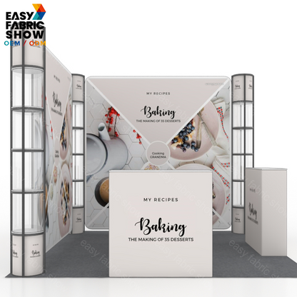 3*3m Aluminum Frame Booth with Clear Vertical Shelving