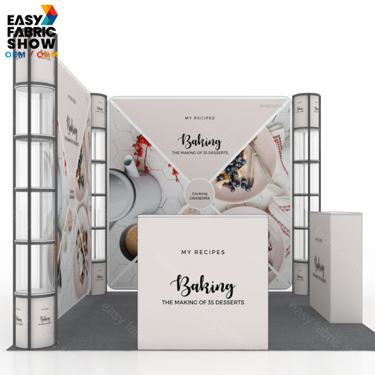 3*3m Aluminum Frame Booth with Clear Vertical Shelving