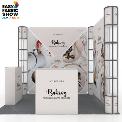 3*3m Aluminum Frame Booth with Clear Vertical Shelving