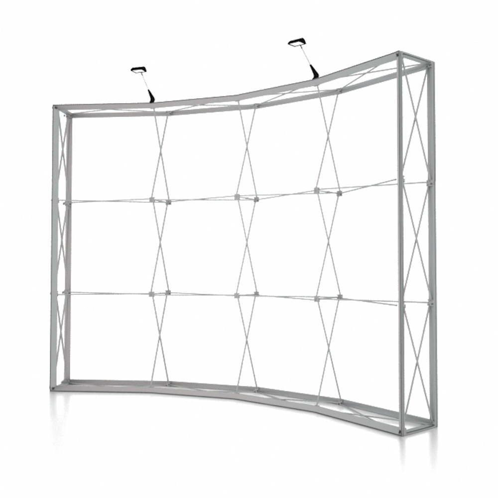 SEG Popup Curved Media Wall with  Clamping Lights